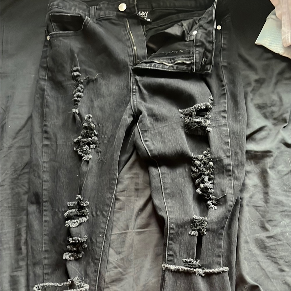 H&Y Black Skinny Distressed Jeans